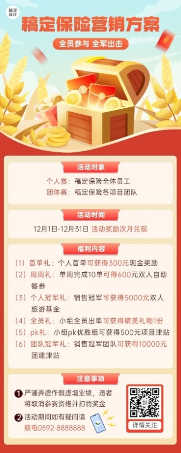 金融保险营销激励方案宣传介绍2.5D长图海报预览效果