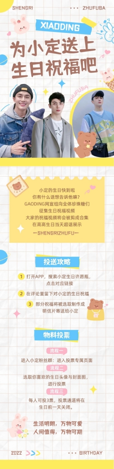 简约风明星生日应援宣传长图预览效果