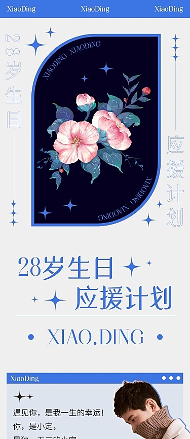 简约风明星生日应援长图