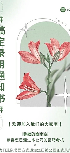 企业唯美感录用通知长图海报