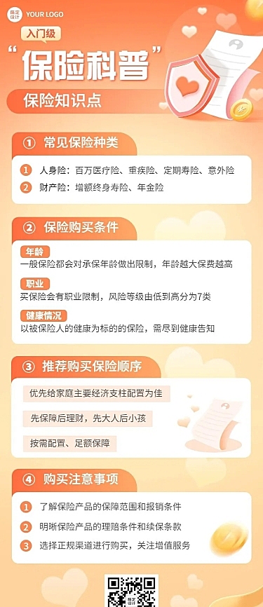 金融保险知识科普理念推广介绍长图海报