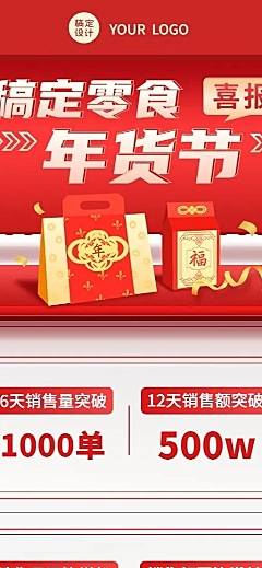 年货节业绩战报长图海报