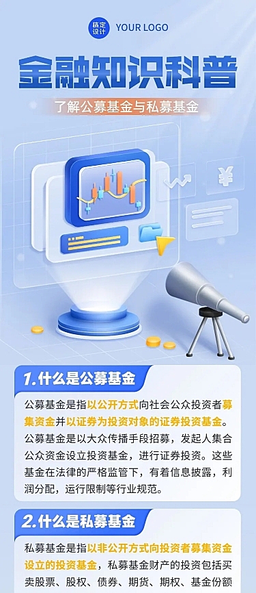 金融证券公募私募基金知识科普解读2.5D文章长图