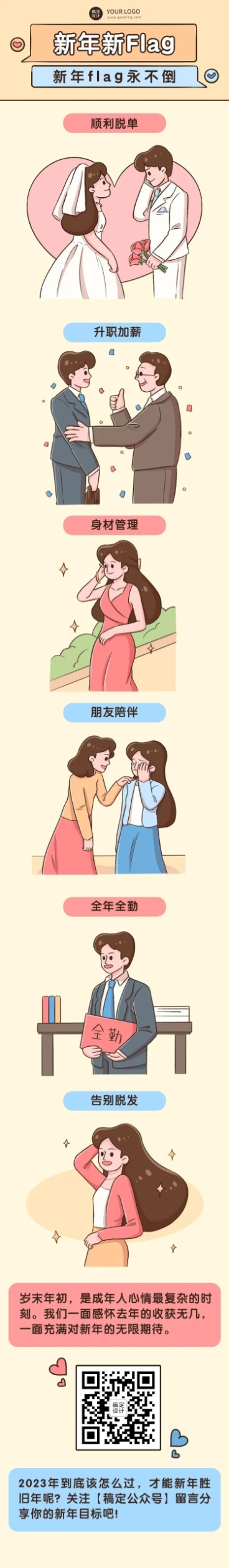 新年元旦愿望清单插画条漫预览效果