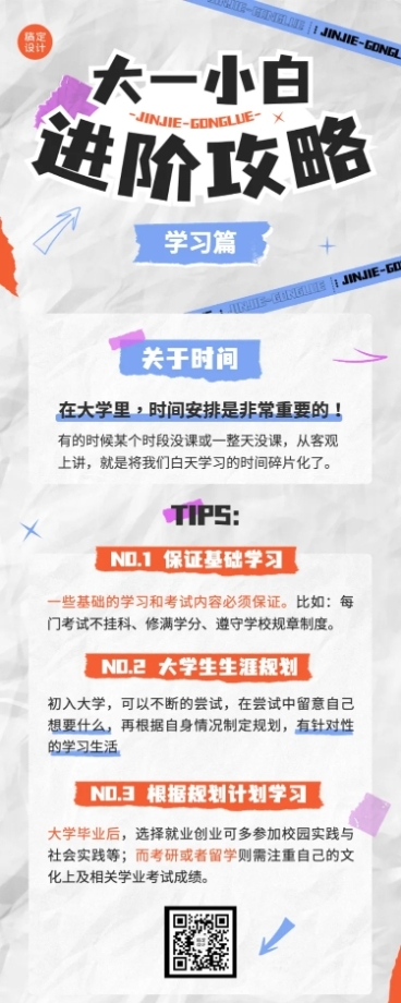 大学生校园学习攻略拼贴风长图海报预览效果