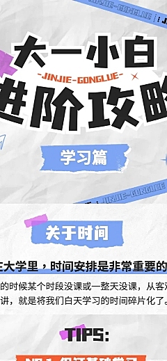 大学生校园学习攻略拼贴风长图海报