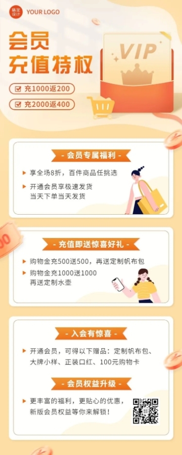 电商通用会员充值长图海报预览效果