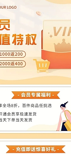 电商通用会员充值长图海报