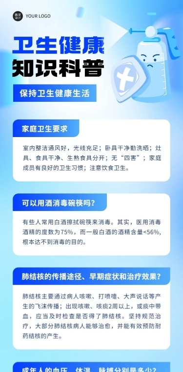 轻透几何风卫生健康知识科普长图