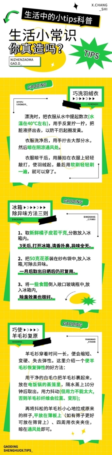 简约几何风生活知识科普长图预览效果