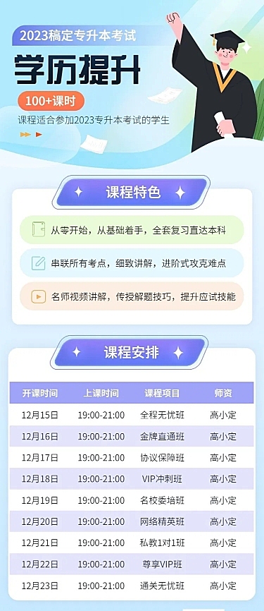 学历提升专升本课程营销招生长图海报