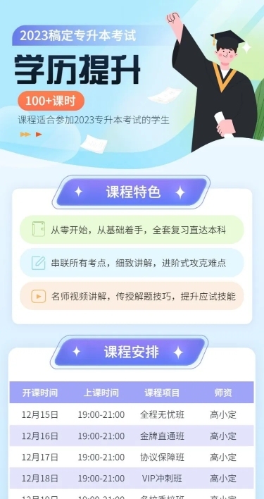 学历提升专升本课程营销招生长图海报
