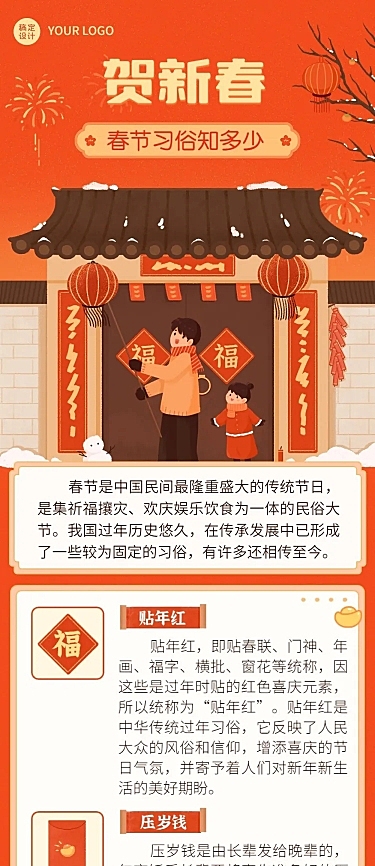 新年春节节日习俗科普文章长图