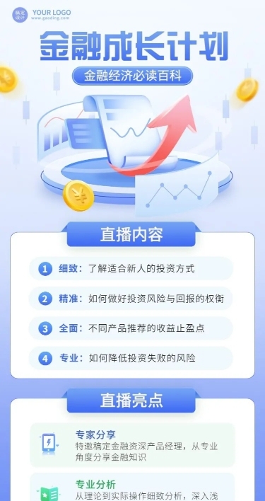 知识付费金融类课程直播预告长图海报