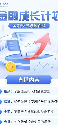 知识付费金融类课程直播预告长图海报