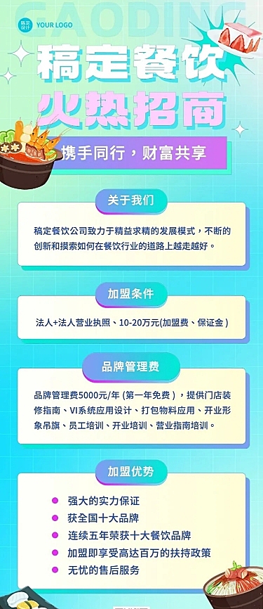 餐饮餐饮店招商加盟长图海报