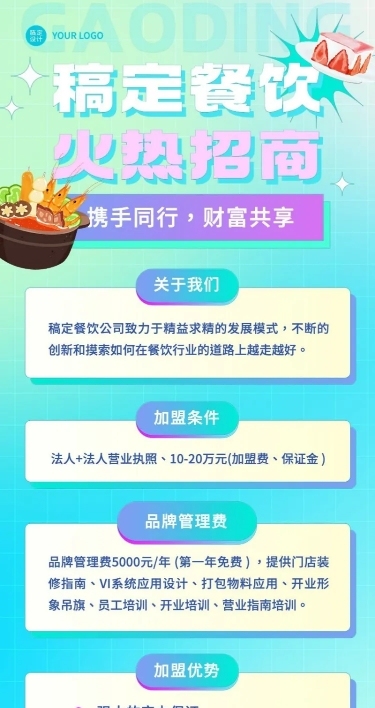 餐饮餐饮店招商加盟长图海报