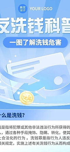 金融反洗钱安全知识科普轻拟物风长图海报