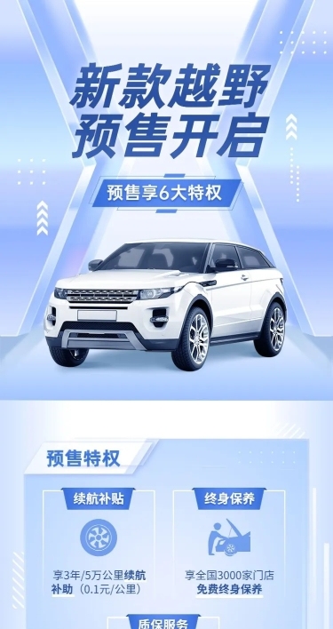 企业汽车销售新车预售营销海报详情页