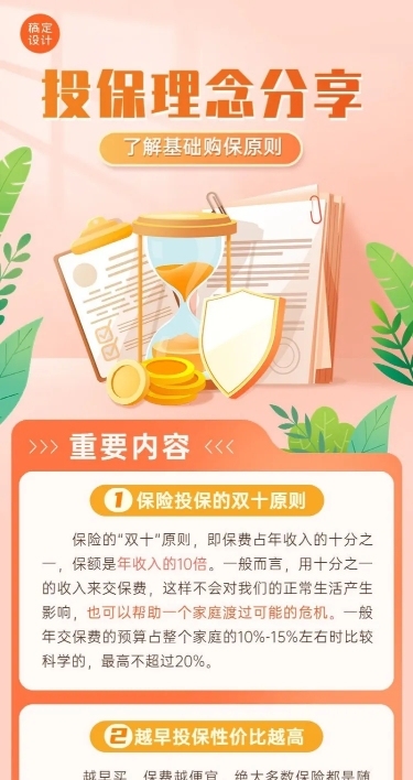 金融投保理念推广知识科普插画长图海报