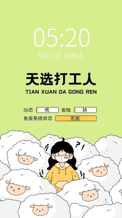 疫情防控趣味天选打工人手机壁纸