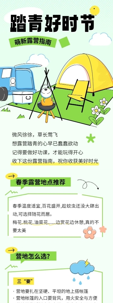 踏青露营指南宣传公众号文章长图