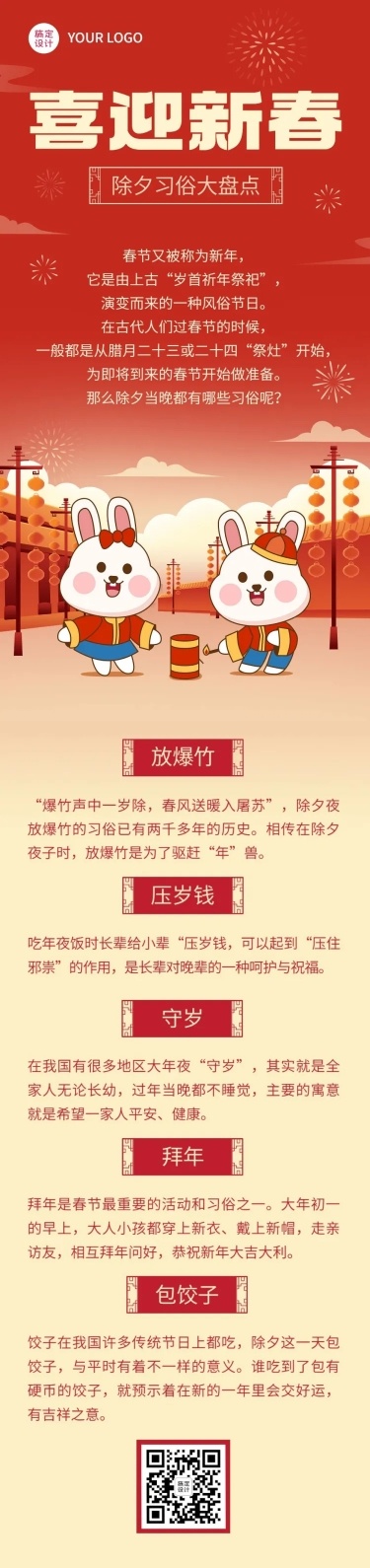 春节除夕节日习俗科普文章长图