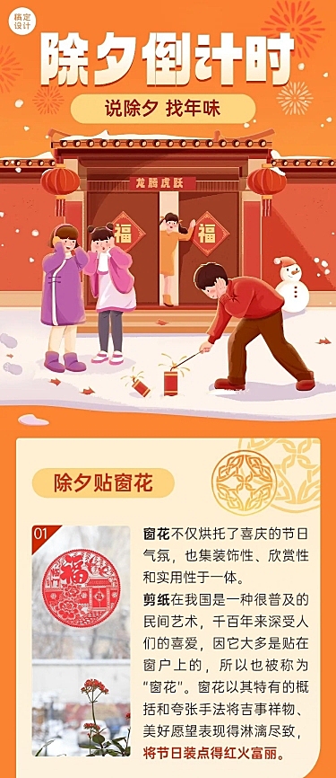 春节除夕节日习俗科普文章长图