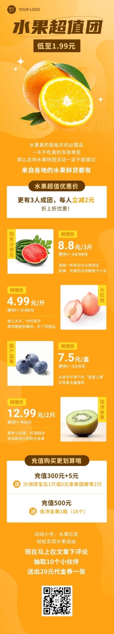 餐饮水果团购拼团文章长图预览效果