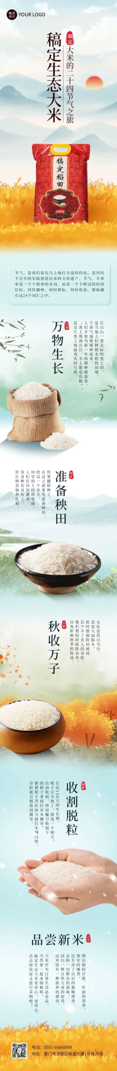 餐饮美食大米产品展示介绍促销文章长图预览效果