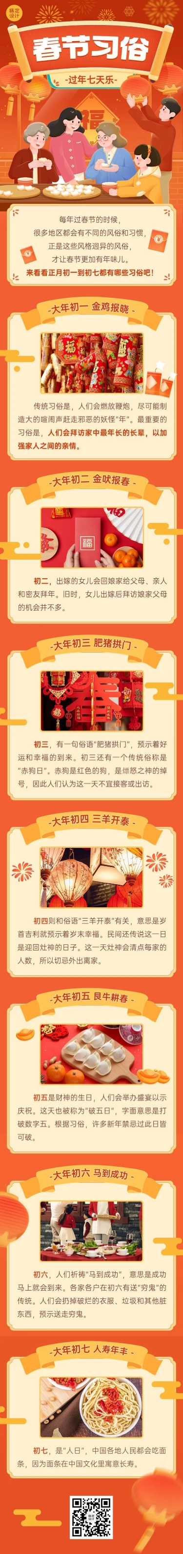 春节正月节日习俗科普文章长图