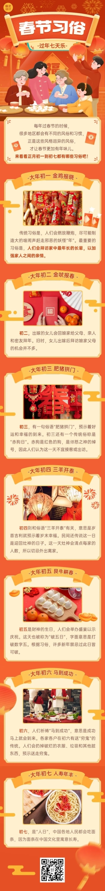 春节正月节日习俗科普文章长图预览效果
