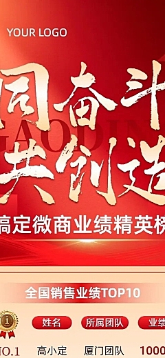 微商销售业绩表彰排行榜喜报战报长图海报