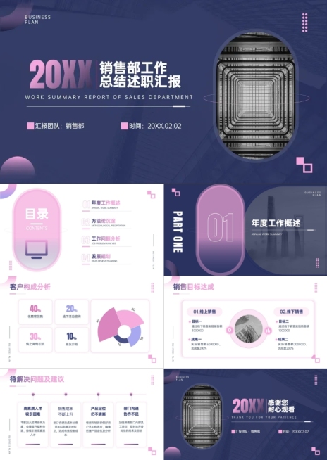 高级感实景简约销售部总结述职汇报PPT预览效果