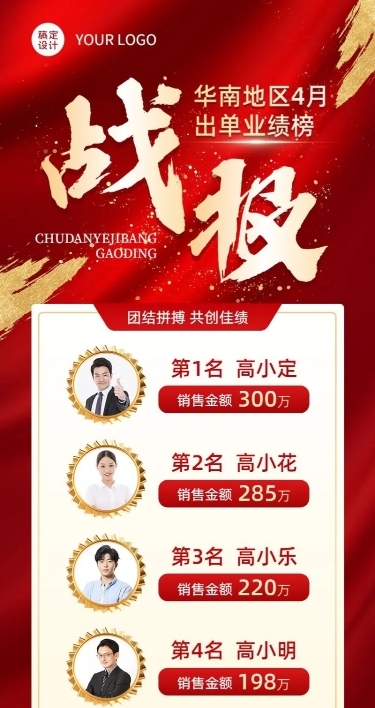金融保险销售业绩战报排行榜长图海报