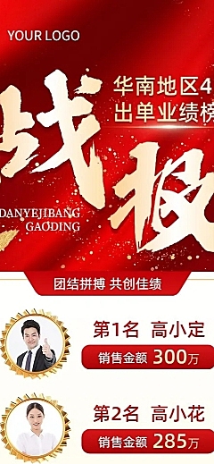 金融保险销售业绩战报排行榜长图海报