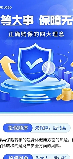 金融保险投保理念推广知识科普2.5D长图海报