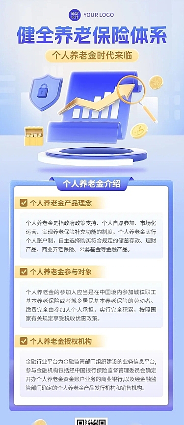 金融个人养老金介绍知识科普3D长图海报套装