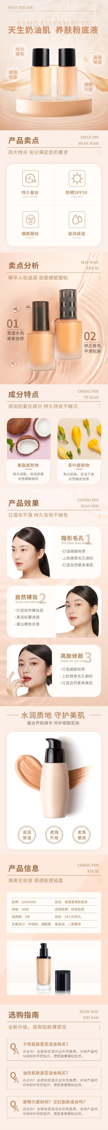 点击进入编辑 电商粉底液美容美妆化妆品详情页预览效果