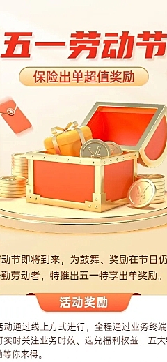 五一劳动节金融保险激励方案介绍宣传3D长图海报