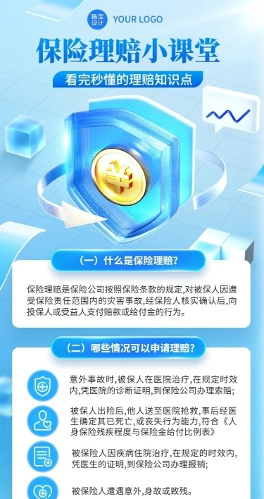 金融保险理赔知识科普资讯解读3D长图海报套装