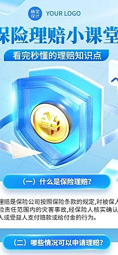 金融保险理赔知识科普资讯解读3D长图海报套装