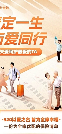 520情人节金融保险产品营销宣传长图海报套装