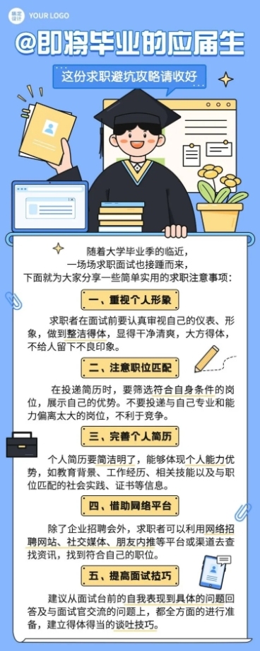 毕业季求职科普攻略知识科普长图海报预览效果