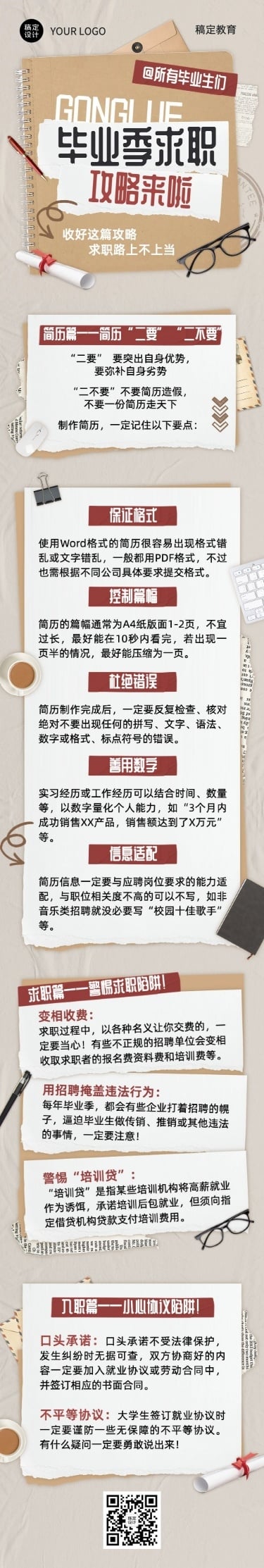 毕业季求职科普攻略知识科普文章长图