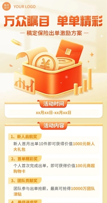 金融保险出单活动激励方案宣传长图海报套装