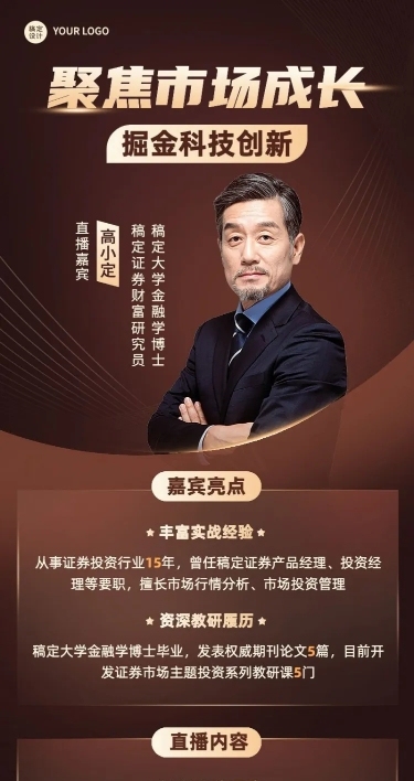 金融证券直播预告人物商务风长图海报套装
