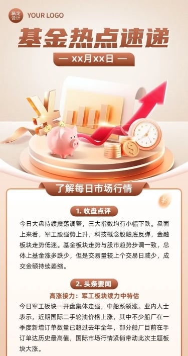 金融基金热点速递新闻资讯科普3D长图海报套装