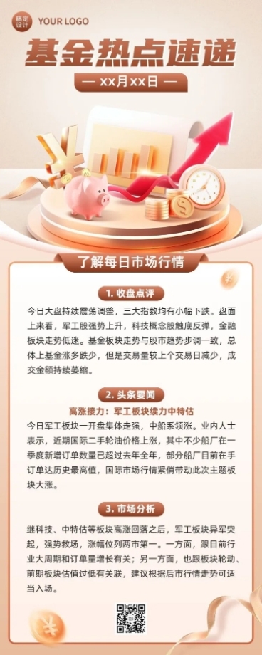 金融基金热点速递新闻资讯科普3D长图海报套装预览效果