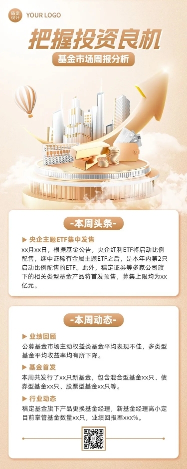 金融基金行业投资资讯科普创意合成风长图海报套装